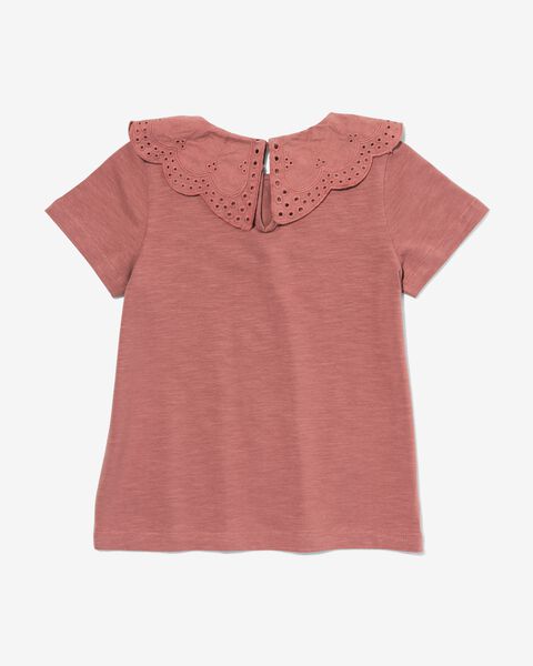 kinder t-shirt met broderie kraag roze roze - 1000030009 - HEMA