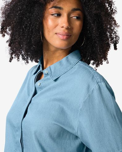 damesshirt Lila tencel middenblauw middenblauw - 36229475MIDBLUE - HEMA