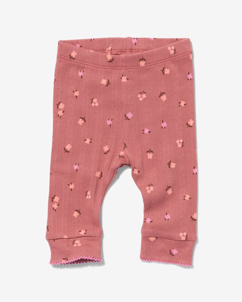 newborn kledingset legging en body met ribbels en ajour roze 68 - 33454514 - HEMA
