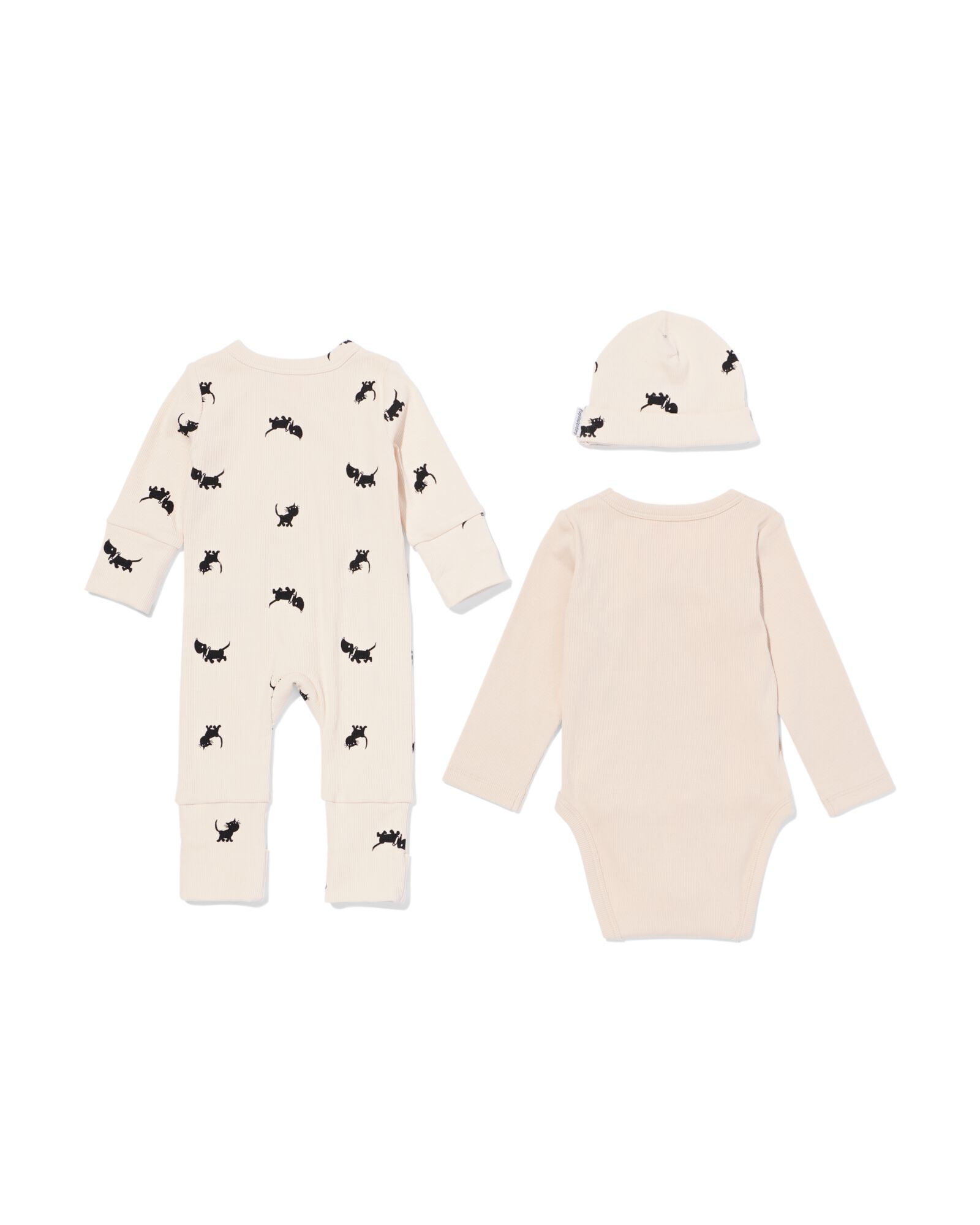 Takkie newborn kledingset rib  ecru ecru - 33445920ECRU - HEMA