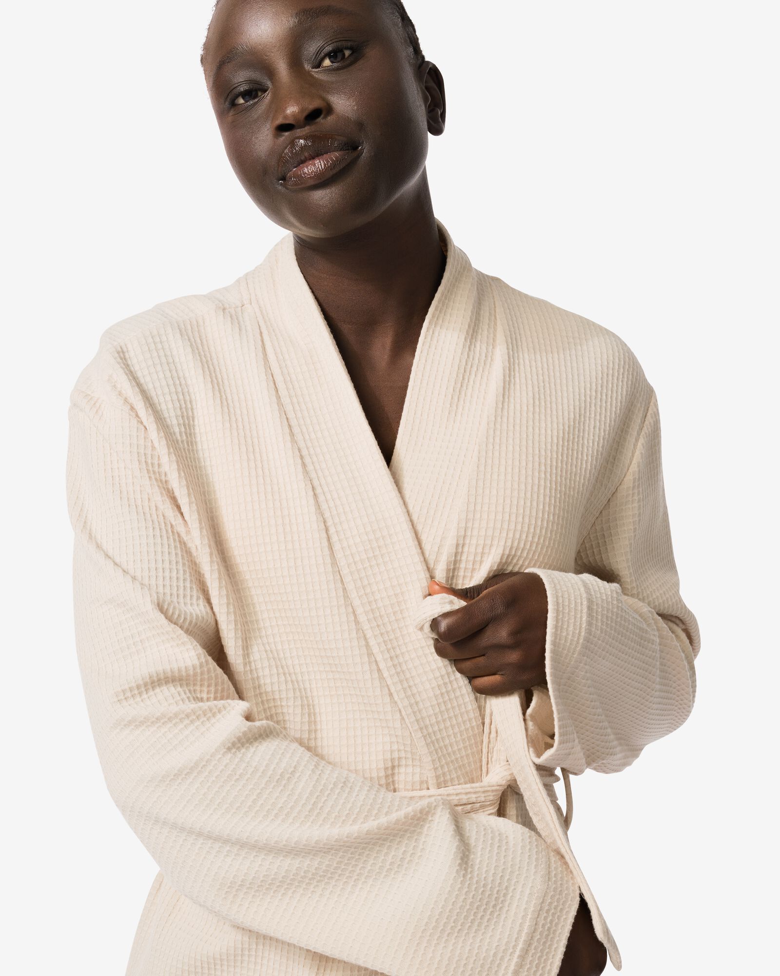 peignoir femme beige gaufr&eacute; beige - 23400118BEIGE - HEMA