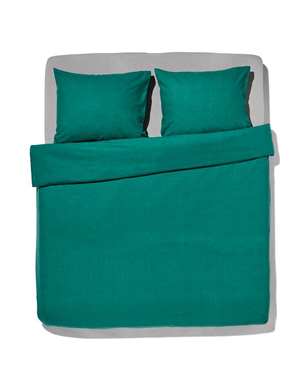 housse de couette flanelle 240 x 200/220 m&eacute;lange vert fonc&eacute; - 5770087 - HEMA