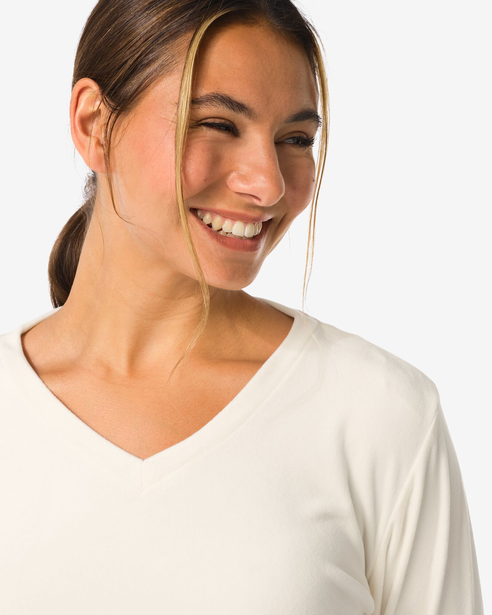 Damenshirt aus Samt cremefarben - 23401150CREAM - HEMA