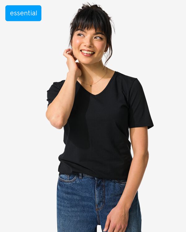 t-shirt femme noir noir - 1000004632 - HEMA