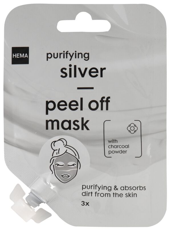 Peel-Off-Maske mit Holzkohle, silbern, 15 ml - 17800028 - HEMA