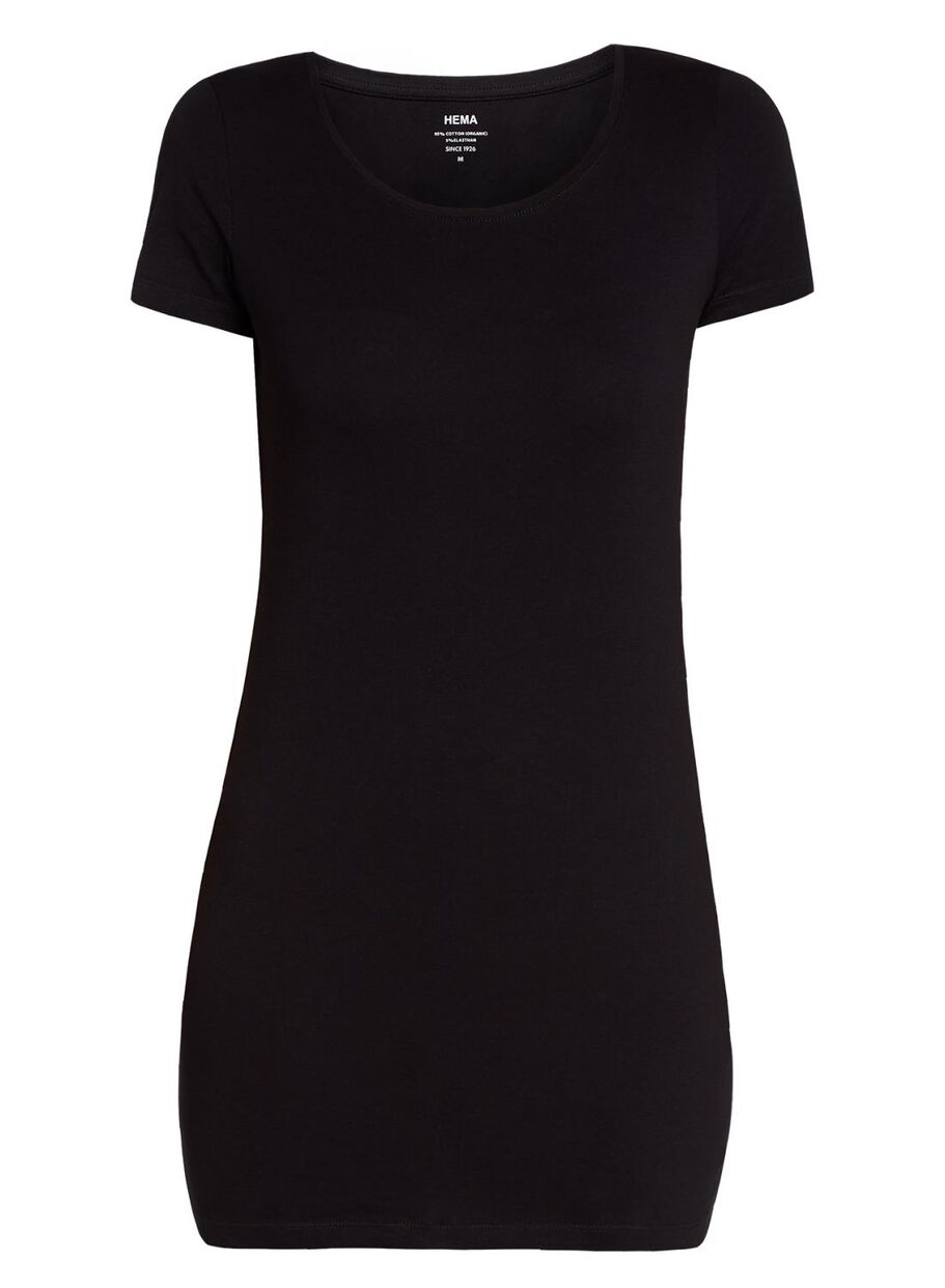 Ongekend women's T-shirt extra long black - HEMA RE-65