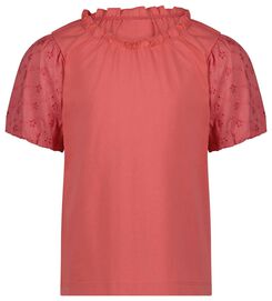 Kinder-T-Shirt, mit Stickerei korallfarben korallfarben - 1000027627 - HEMA