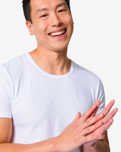 2 t-shirts homme slim fit col rond sans coutures blanc blanc - 1000009848 - HEMA