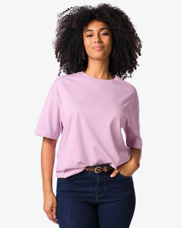 dames T-shirt Do wijd oversized fit lila lila - 36210340LILAC - HEMA