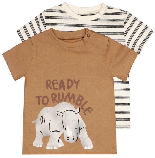HEMA 2er-Pack Baby-T-Shirts, Nashorn-Streifen Braun