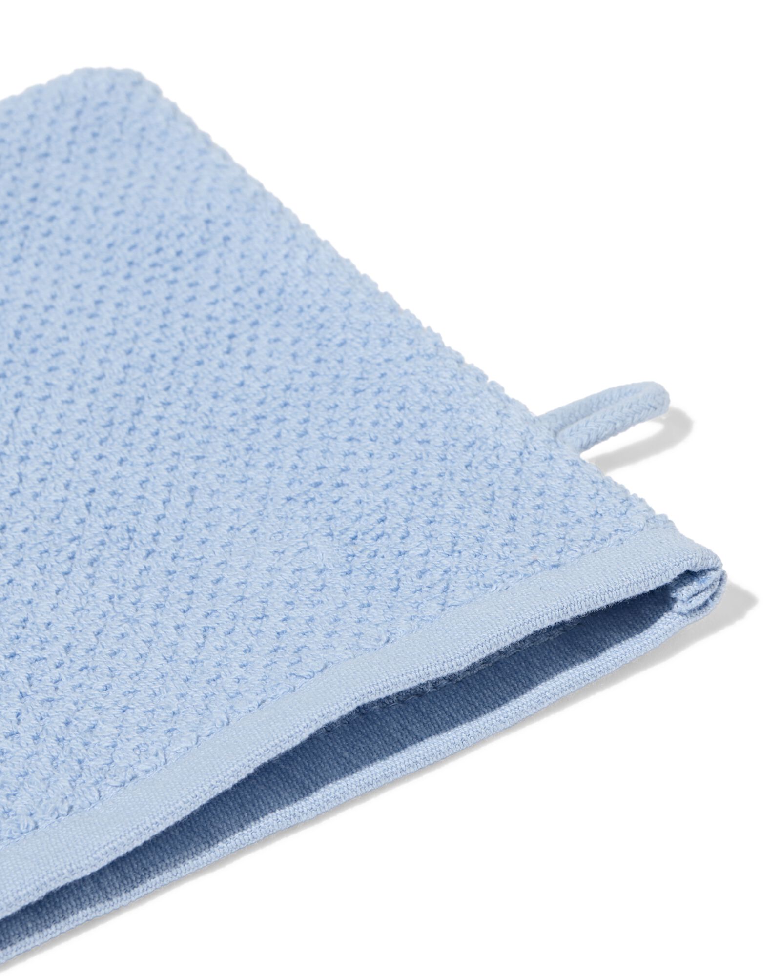 Waschhandschuh der zweiten Chance, 16 x 21 cm, aus recycelter Baumwolle, Hellblau - 5200237 - HEMA