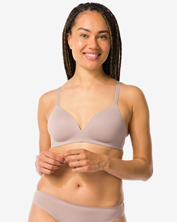 voorgevormde bh zonder beugel recycled/micro beige beige - 1000024170 - HEMA