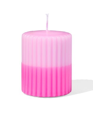 bougie cylindrique &Oslash;7x8 cm nervure rose clair-rose vif  - 13504024 - HEMA
