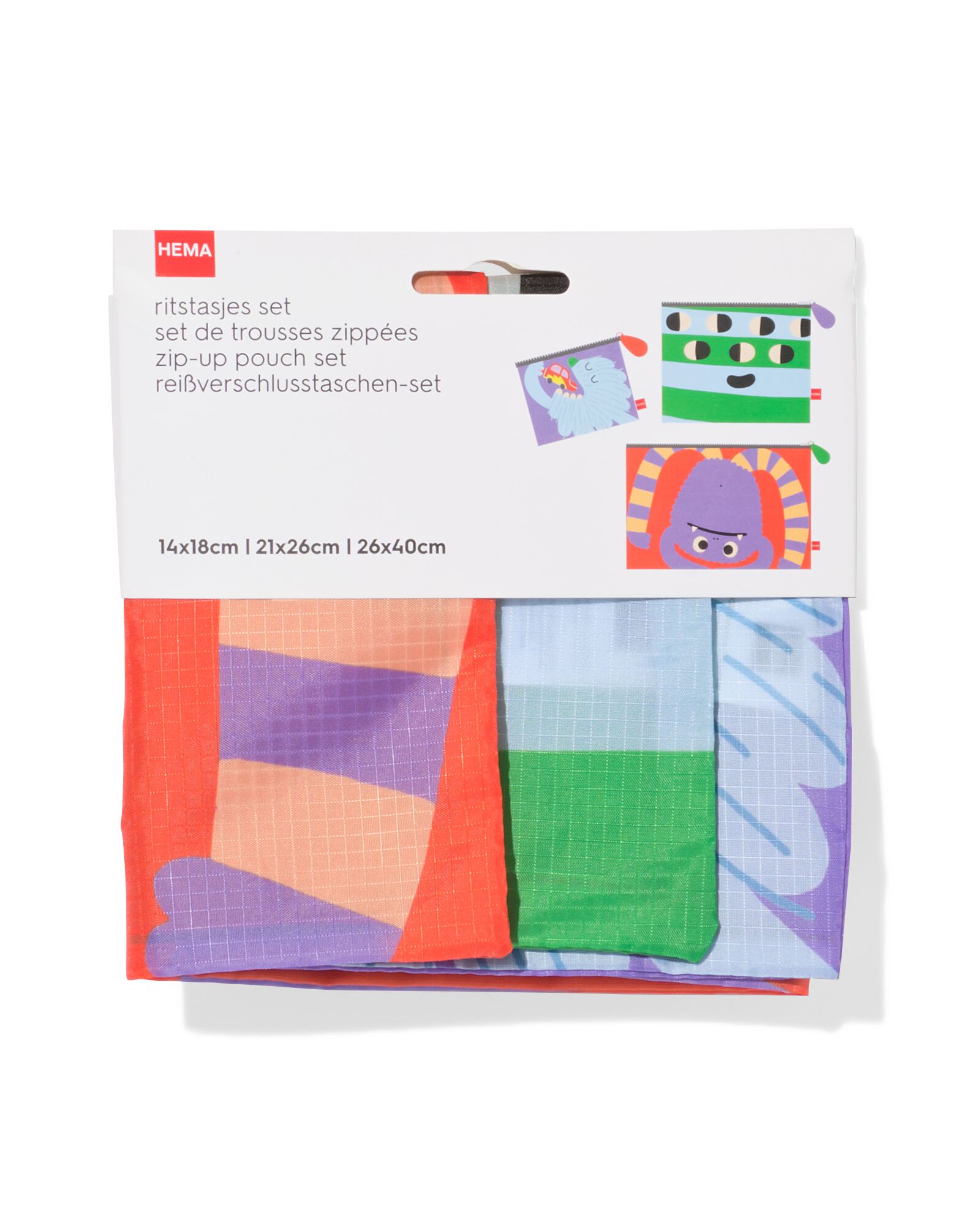 sacs &agrave; fermeture &eacute;clair S+M+L monstres - lot de 3 - 18670031 - HEMA