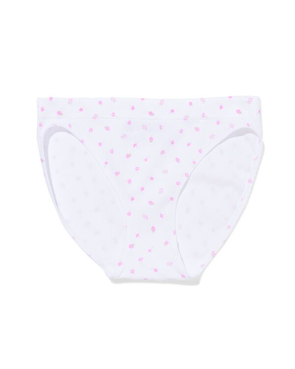 slip femme sans couture c&ocirc;tel&eacute; fleurs blanc blanc - 19603015WHITE - HEMA