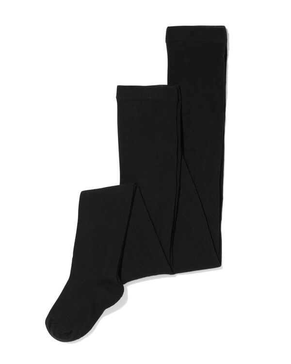 2 paires de collants &eacute;pais enfant avec coton noir noir - 1000028428 - HEMA