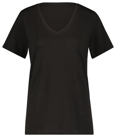 Damen-T-Shirt mit Bambus schwarz M - 36321382 - HEMA
