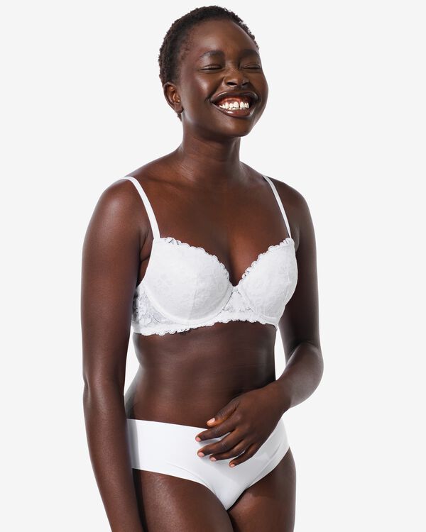 slip br&eacute;silien femme micro avec dentelle blanc - 19620124WHITE - HEMA
