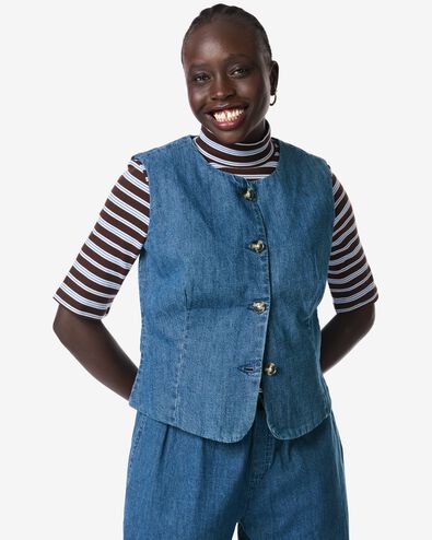 damesgilet Suzy middenblauw middenblauw - 36206950MIDBLUE - HEMA