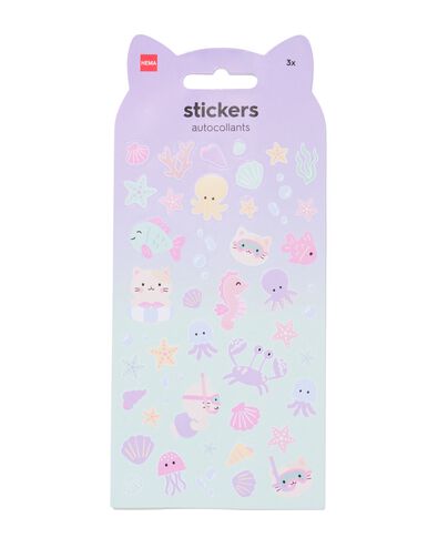 feuille d'autocollants animaux marins - lot de 3 - 14102218 - HEMA