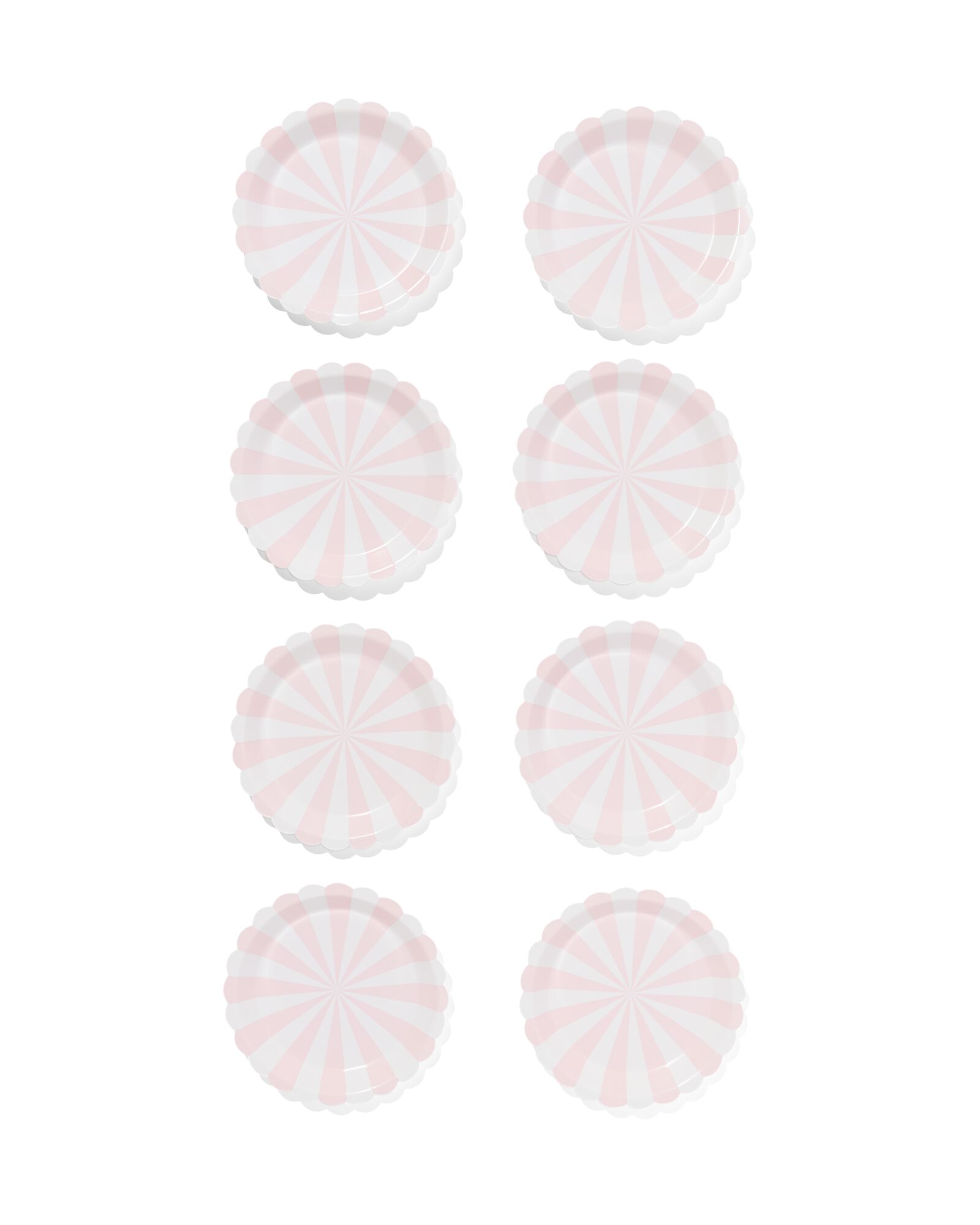 assiette &agrave; g&acirc;teau rose clair ray&eacute;e lot de 8 - 14250072 - HEMA