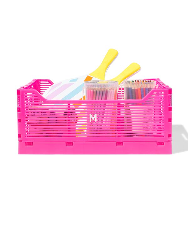 caisse pliable &agrave; lettres recycl&eacute;e M rose vif rose vif M  30 x 40 x 17 - 39800024 - HEMA