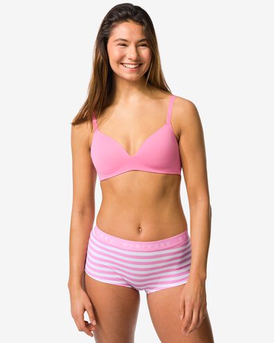 Damen-Boxershorts aus Baumwolle mit &bdquo;everyday&ldquo; auf dem Bund, gestreift rosa - 19601904PINK - HEMA