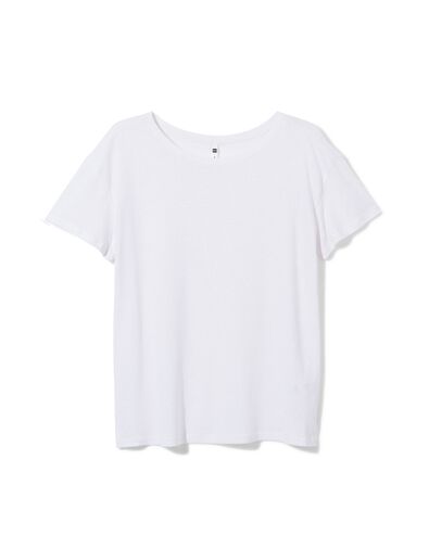dames t-shirt Evie met linnen wit S - 36257851 - HEMA
