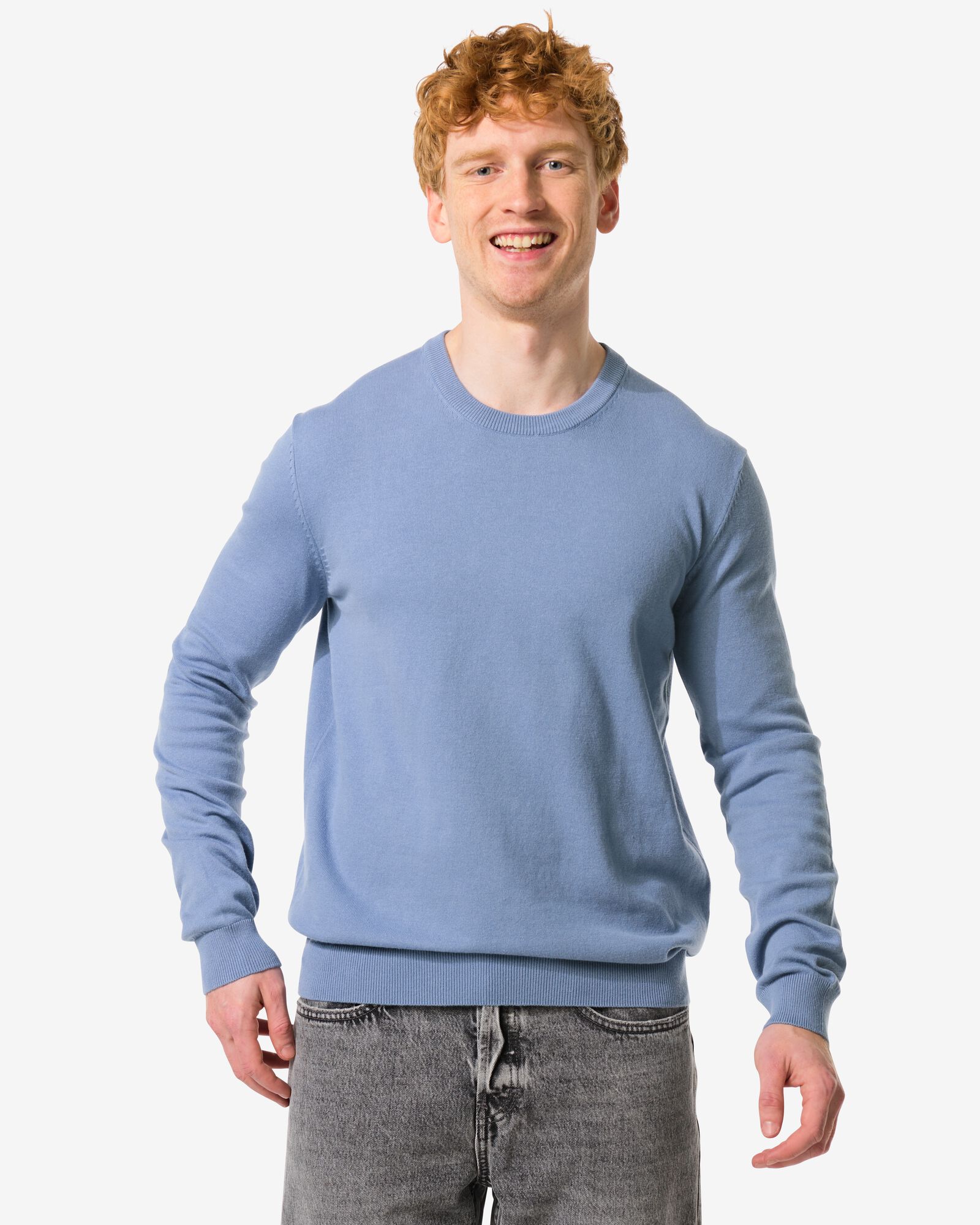 Herren-Pullover mittelblau - 2140080MIDBLUE - HEMA