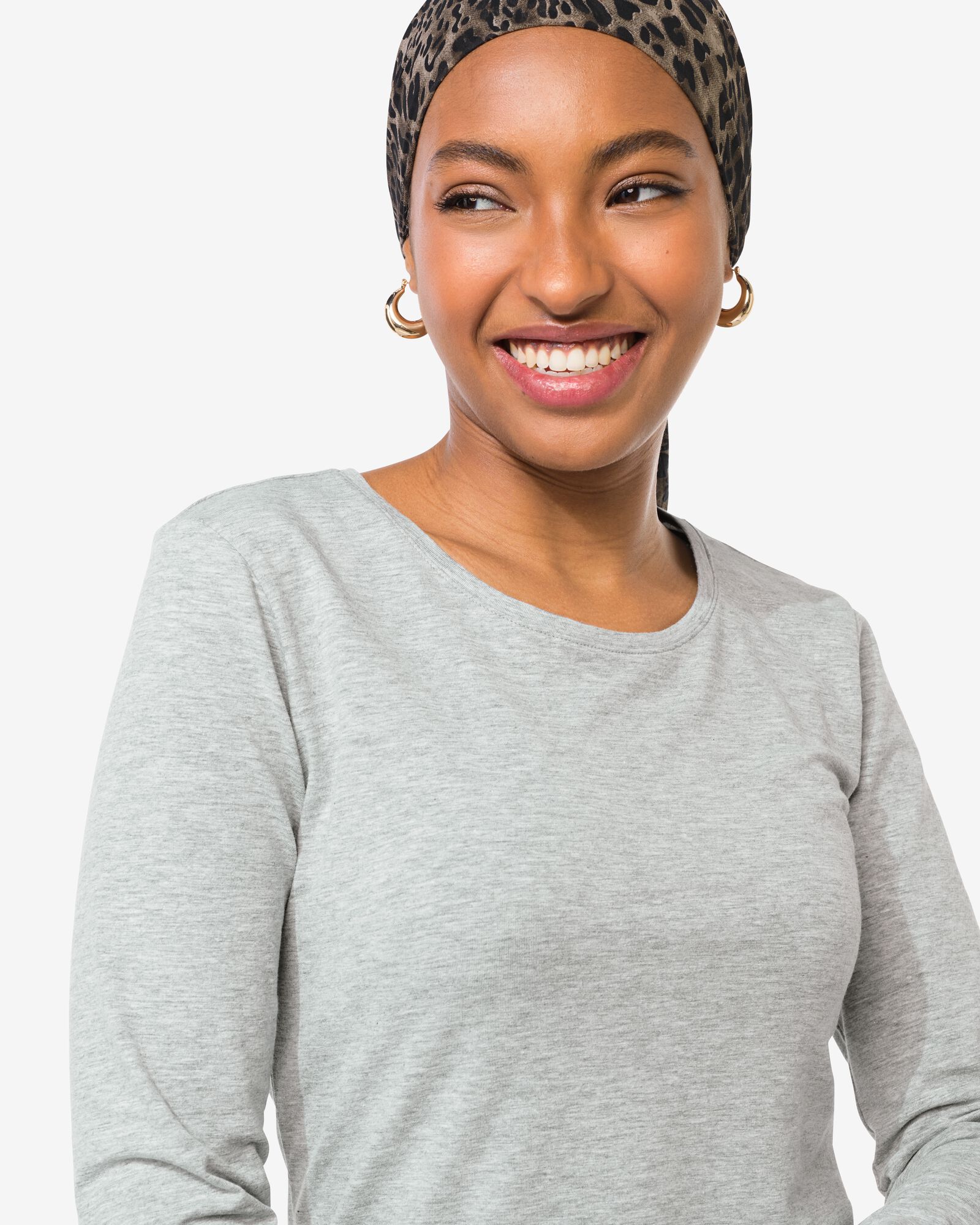 t-shirt femme slim fit col rond gris clair gris clair - 36300570LIGHTGREY - HEMA