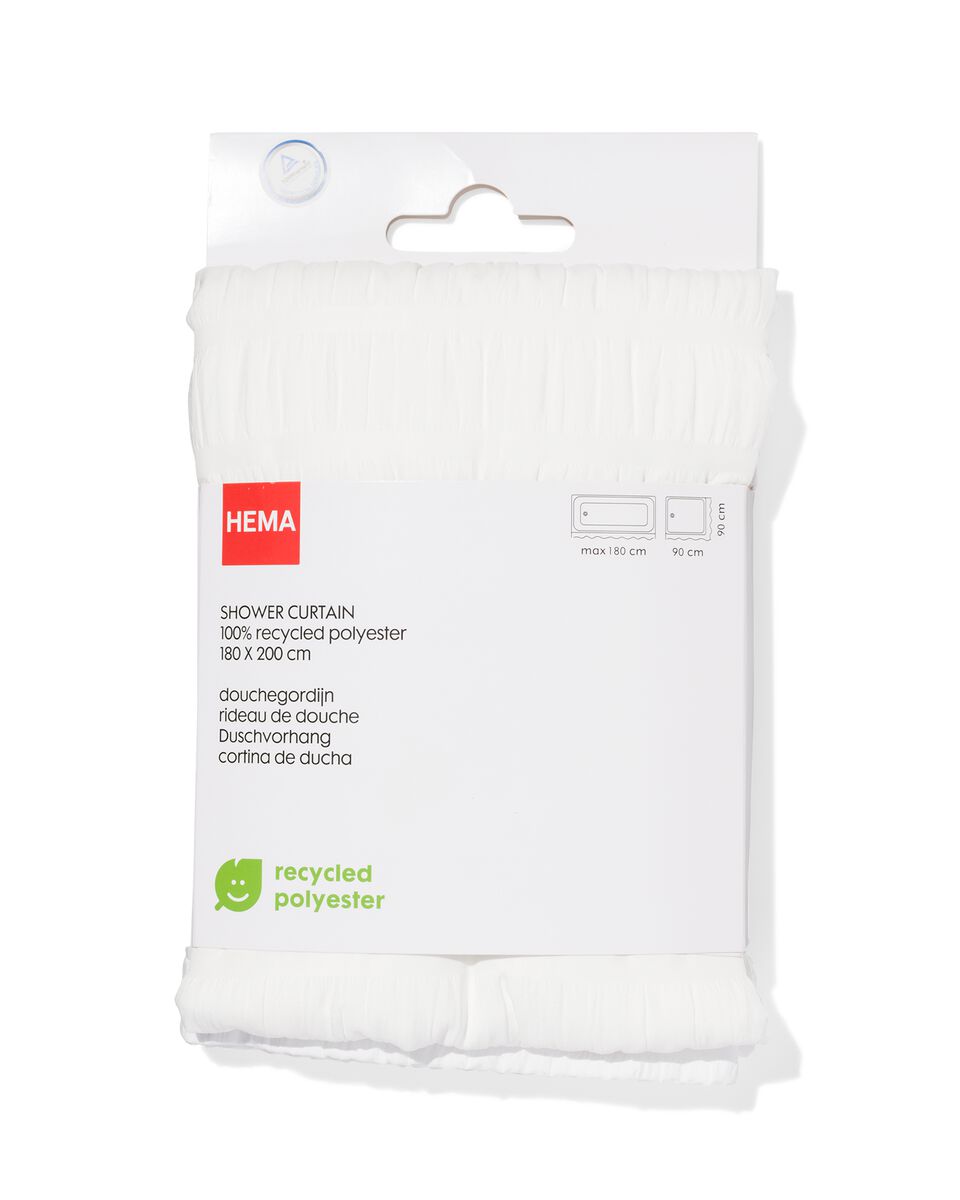 rideau de douche 180x200 polyester recyclé blanc - 80370004 - HEMA