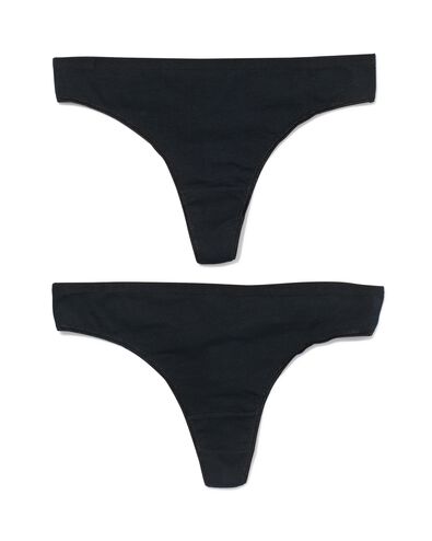 2 strings femme taille haute coton stretch noir XL - 19630918 - HEMA