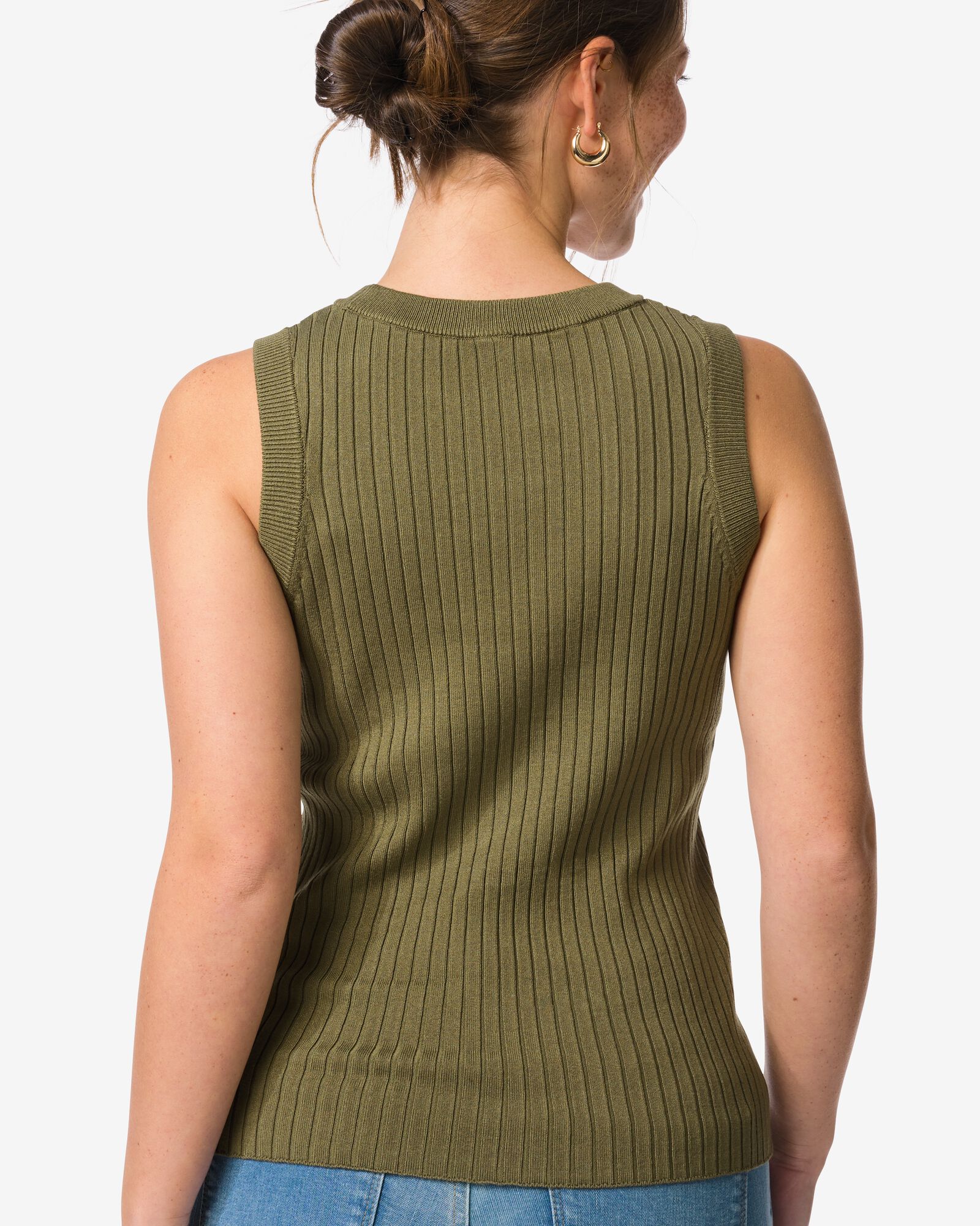 damessinglet Frida rib groen groen - 36303450GREEN - HEMA