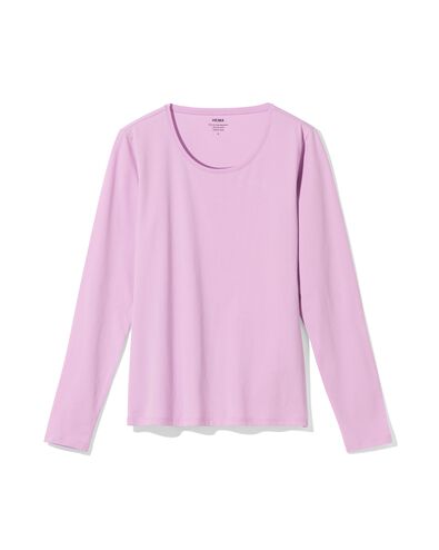 t-shirt femme slim fit col rond rose rose - 36302120PINK - HEMA