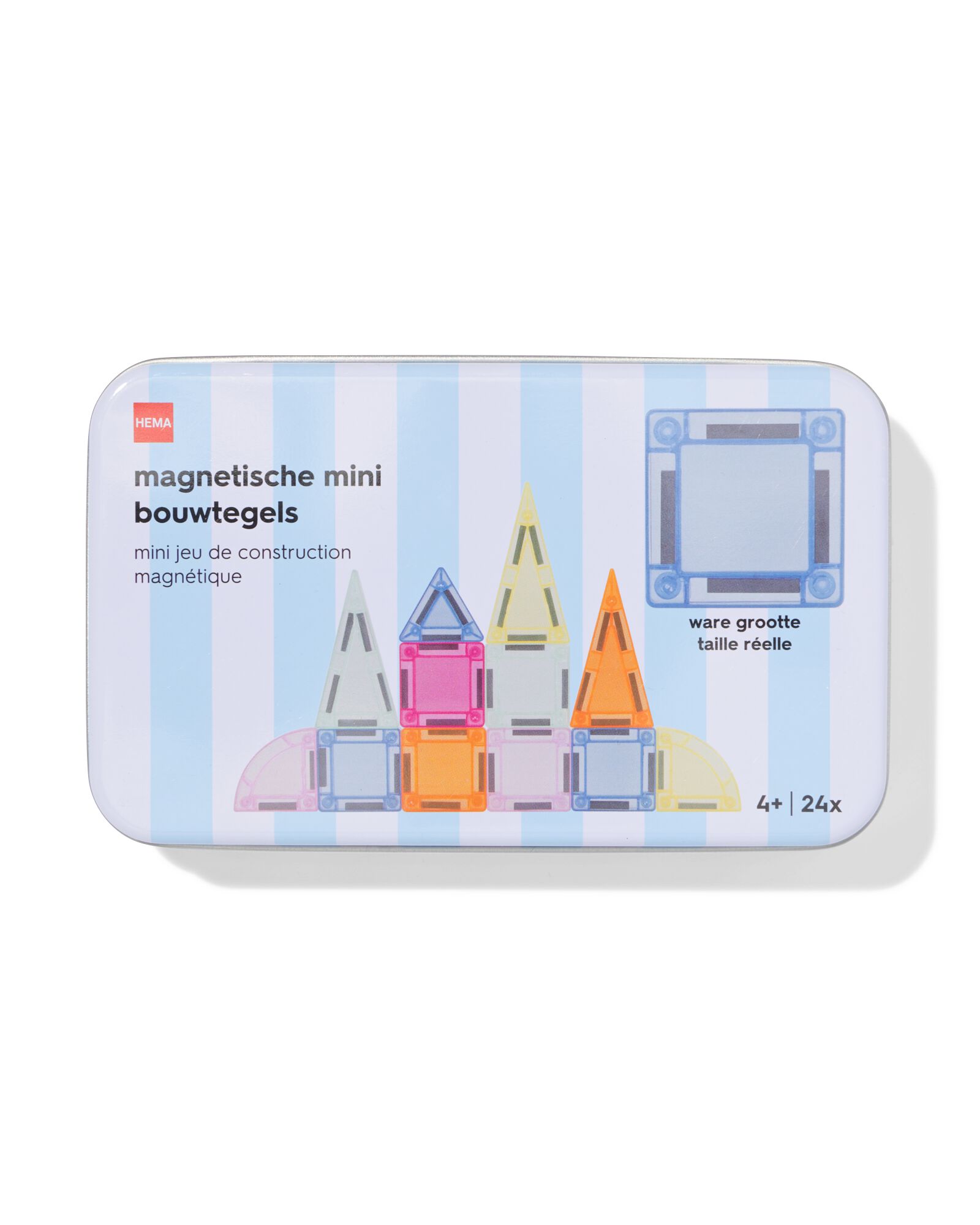 magnetische mini bouwtegels in blik - 24 stuks - 15800112 - HEMA