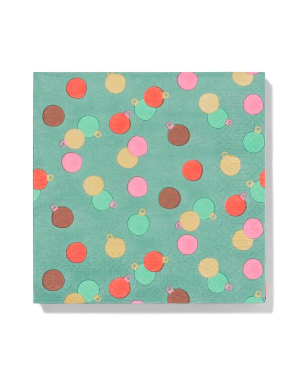 serviettes 33&nbsp;x&nbsp;33 papier boules de No&euml;l - 20 pi&egrave;ces - 25610017 - HEMA