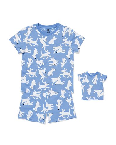 Kinder-Kurzpyjama Hunde mit Puppenpyjama blau blau - 23001060BLUE - HEMA