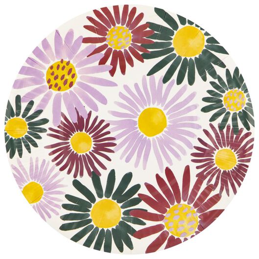 8er-Pack Kuchenteller aus Pappe, Blumen, Ø 17.5 cm - 14200764 - HEMA