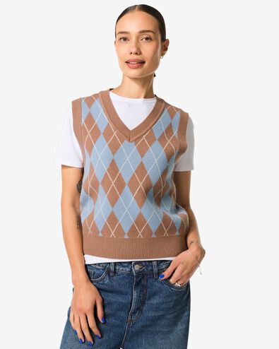 Damenpullunder Hailey, kariert taupe - 36204380TAUPE - HEMA