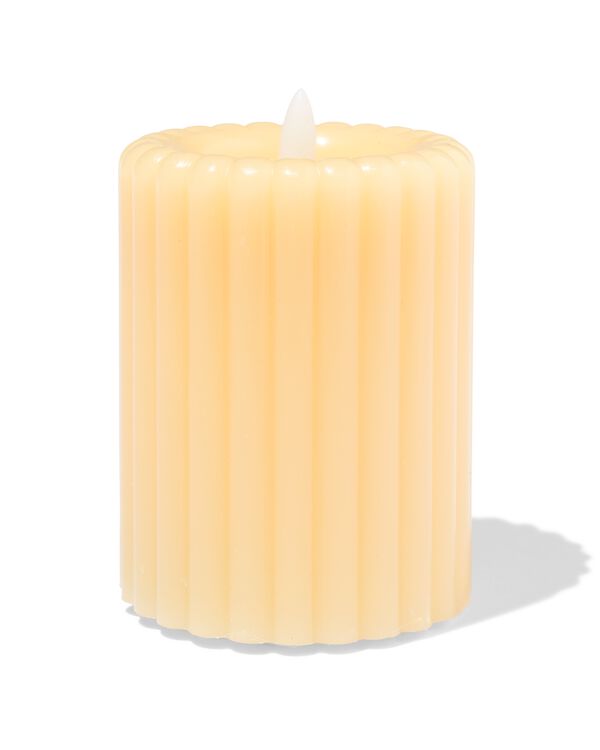 bougie led ⌀7,5 x 10 cm nervur&eacute;e jaune clair - 13550161 - HEMA
