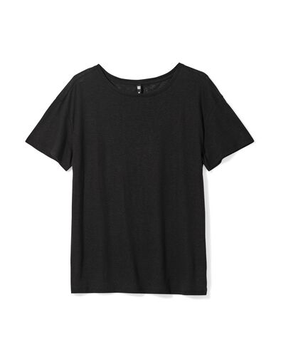 dames t-shirt Evie met linnen zwart zwart - 36264050BLACK - HEMA
