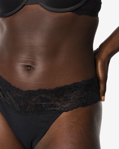 Damen-String, Baumwolle, mit Spitze schwarz - 19650090BLACK - HEMA