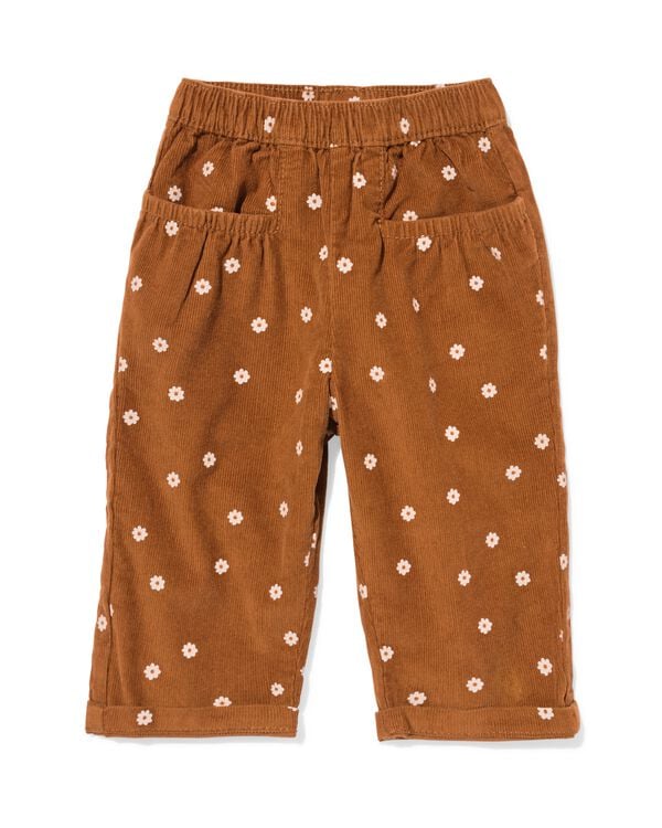 pantalon b&eacute;b&eacute; velours c&ocirc;tel&eacute; fleurs marron marron - 33048570BROWN - HEMA