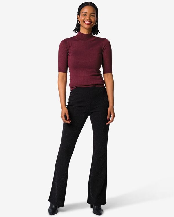pantalon femme patte d&eacute;l&eacute;phant paillettes noir noir - 1000021698 - HEMA