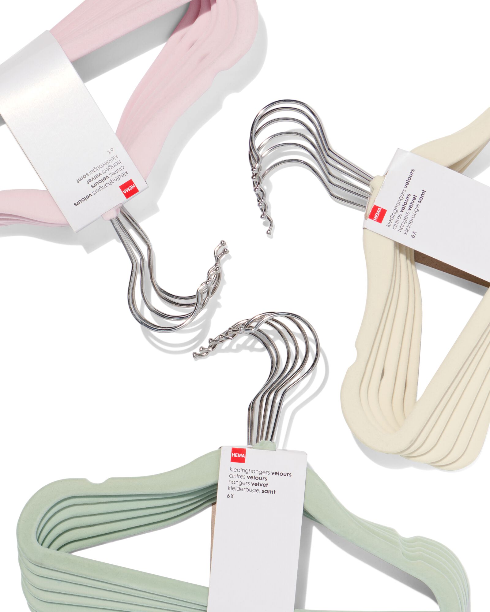 6er-Pack Kinder-Kleiderb&uuml;gel, Velours, rosa - 39800015 - HEMA