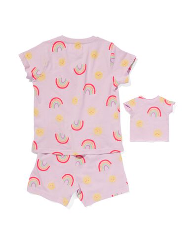 Kinder-Kurzpyjama, Baumwolle, Regenbogen, mit Puppen-Nachthemd lila lila - 23061580LILAC - HEMA