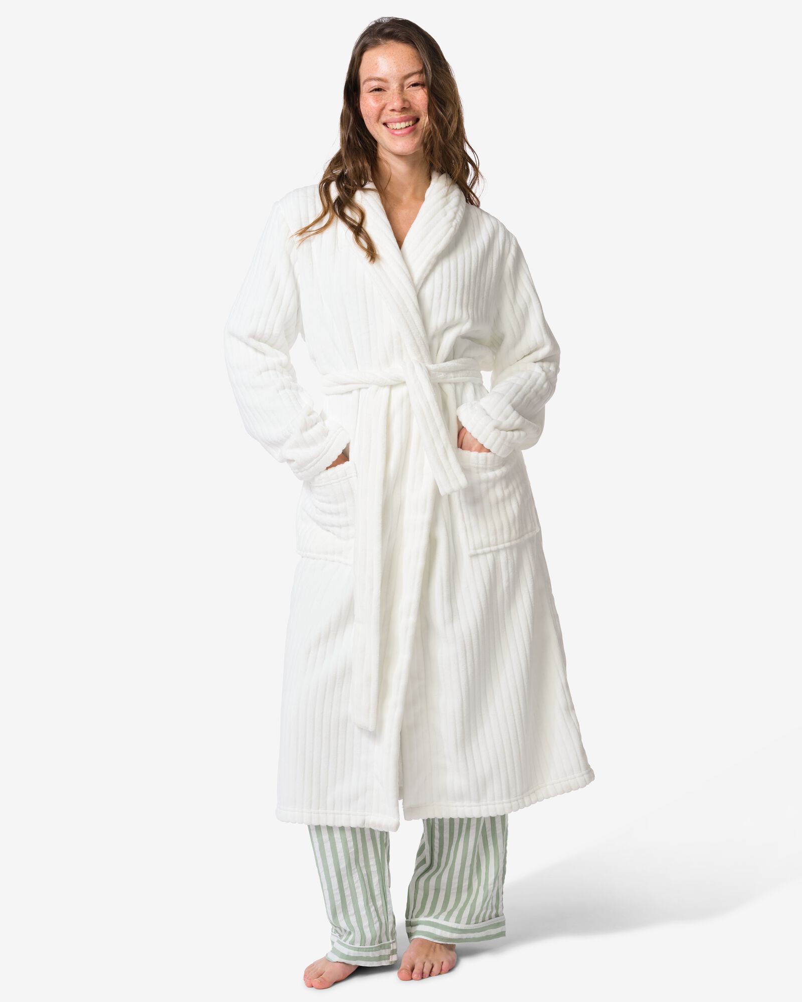 Bademantel Rippfleece wei&szlig; wei&szlig; - 23450035WHITE - HEMA