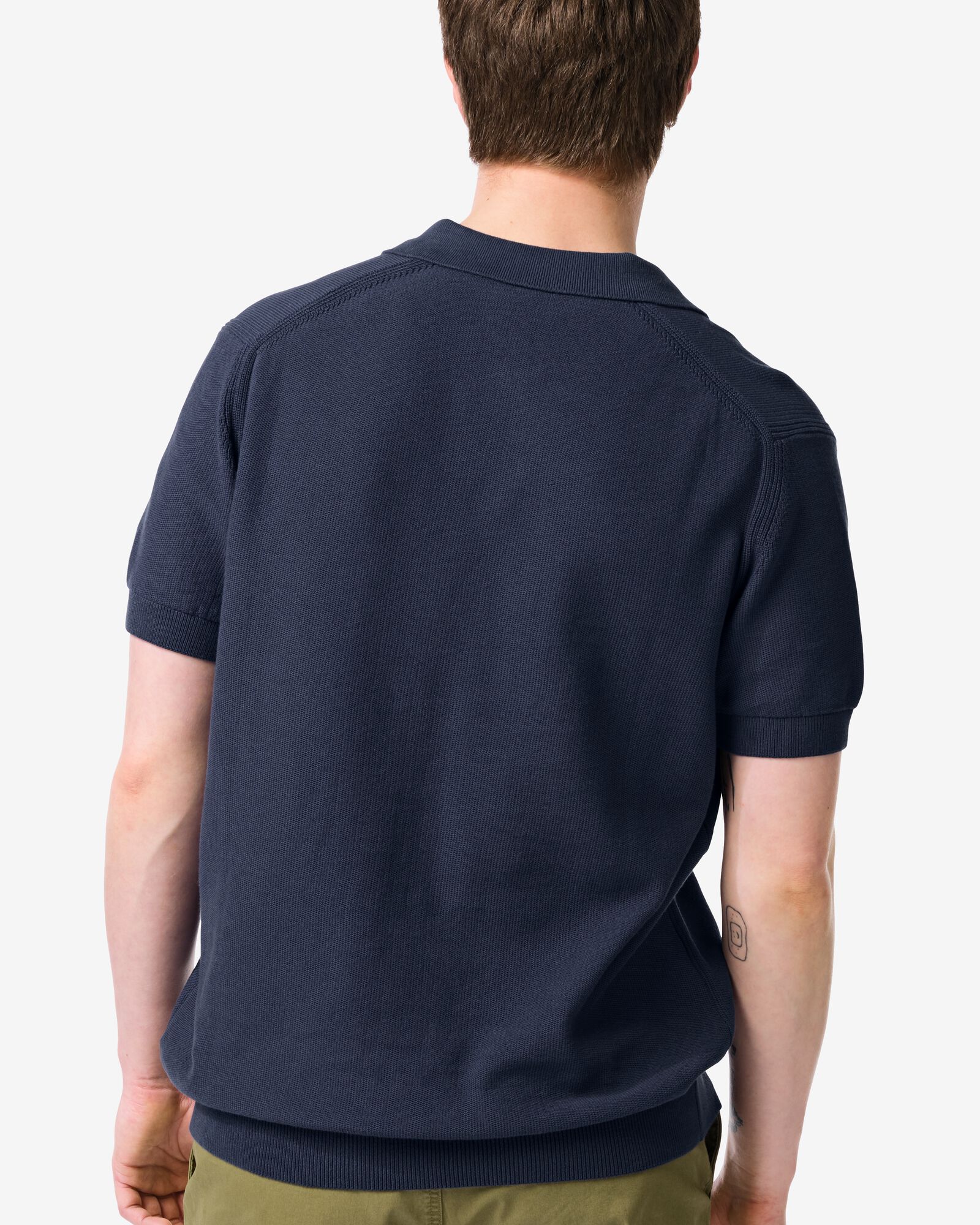 polo homme Kris structure bleu fonc&eacute; bleu fonc&eacute; - 2189140DARKBLUE - HEMA