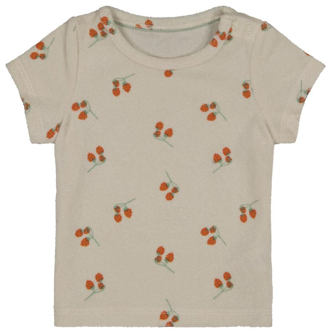 Baby-T-Shirt, Frottee, Erdbeeren eierschalenfarben - 1000027761 - HEMA