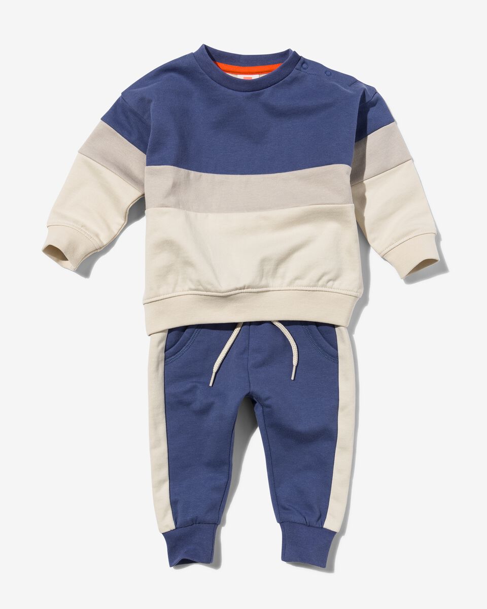 Baby-Set, Sweathose mit Sweatshirt, Colorblocking blau - 1000029763 - HEMA